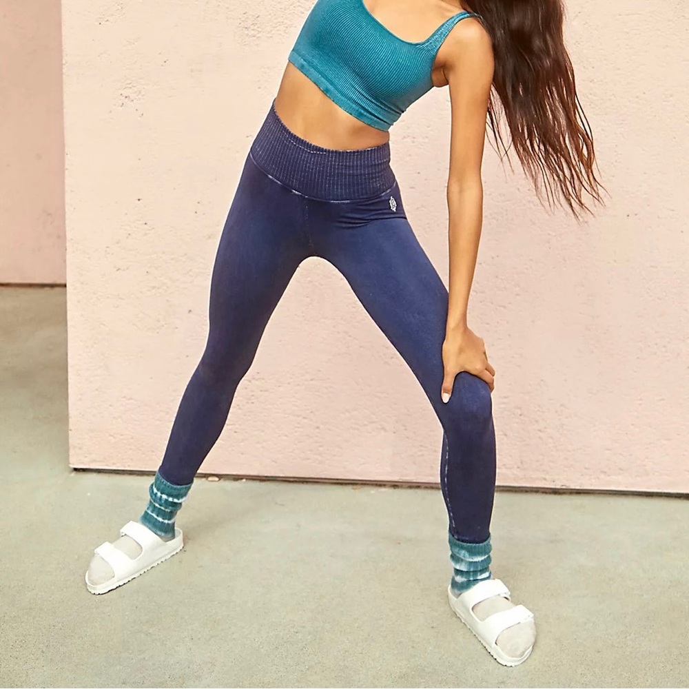 Free People Deepest Navy Good Karma 7/8 Length Leggings